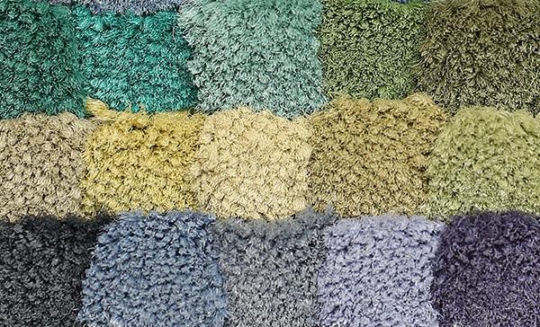 Green and grey colored carpet